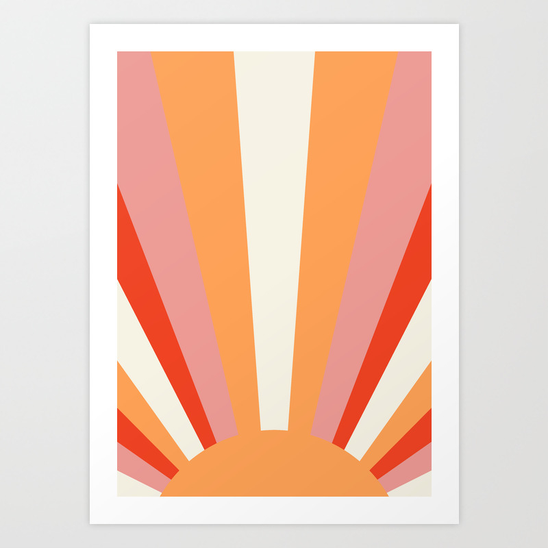 Geometric Landscape Sunrise Sunset Sun Print Printed Wall Art