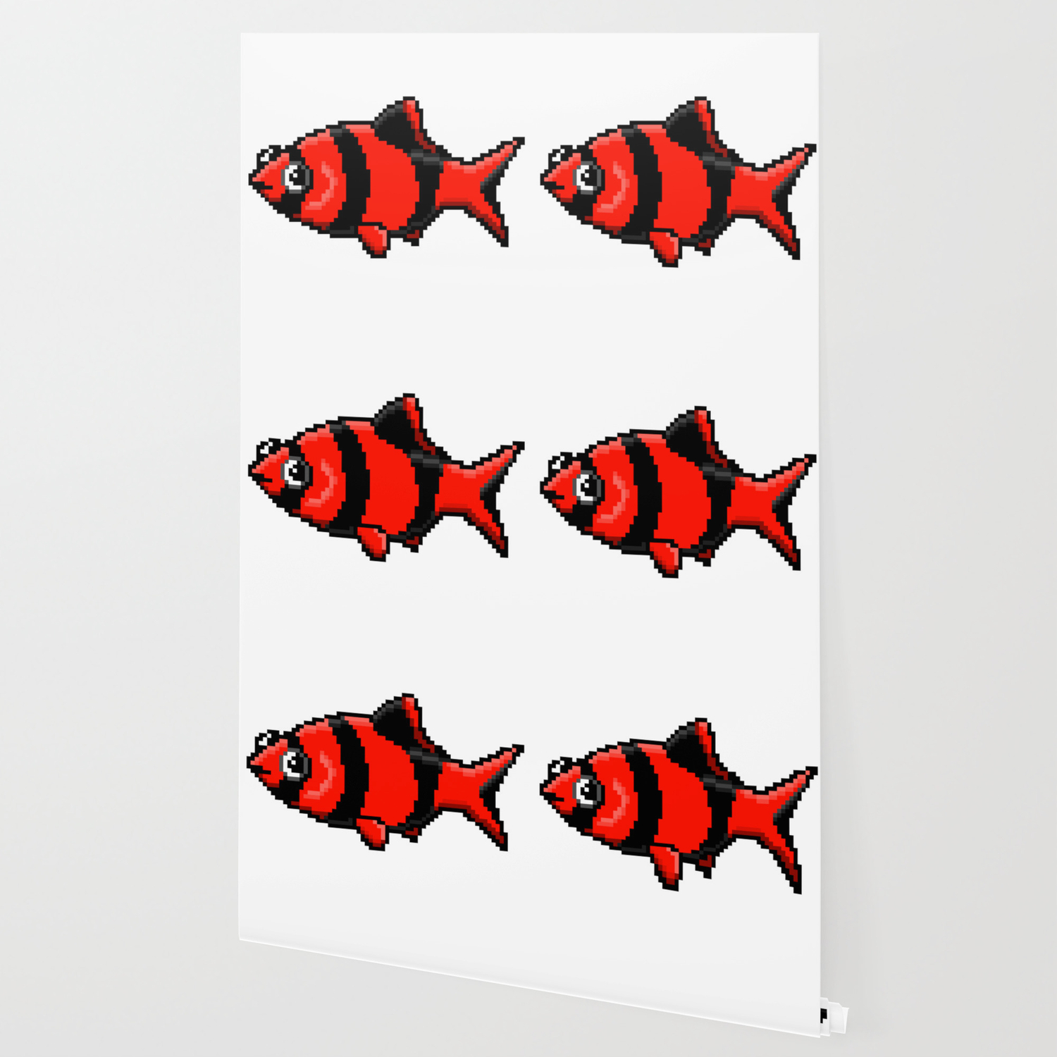 8 Bit Pixel Art Tiger Barb Tropical Fish Wallpaper