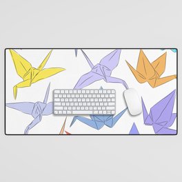 Japanese Origami paper cranes symbol of happiness, luck and longevity Desk Mat