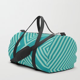 Psychedelic X Geometric Pattern - Viridian Green and Pearl Aqua Duffle Bag