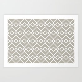 Taupe and White Tessellation Line Pattern 23 Pairs DE 2022 Trending Color Reclaimed Wood DET625 Art Print