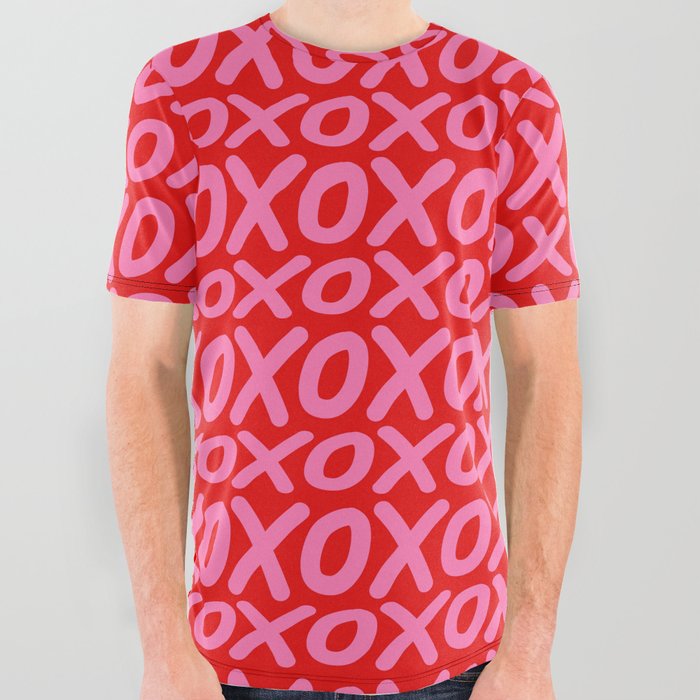 Pink Hugs and kisses Valentine gift All Over Graphic Tee