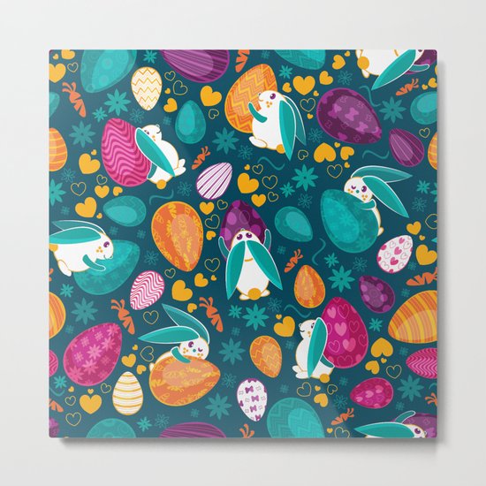 Busy Easter Bunnies Metal Print