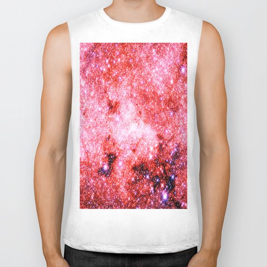 GALaXY Sparkle Stars Pink Coral Lavender Biker Tank