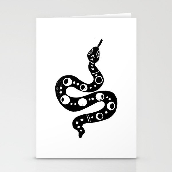 Linocut Snake Minimal Animal Reptile Nature Printmaking Desert Southwest Snakes Stationery Cards By Monoo