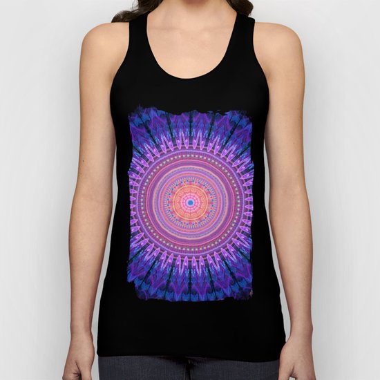 Scratchy mandala with tribal patterns and little flowers Unisex Tank Top