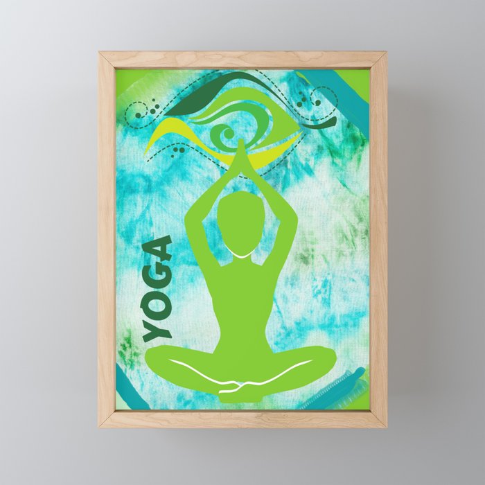 Green yoga design Framed Mini Art Print
