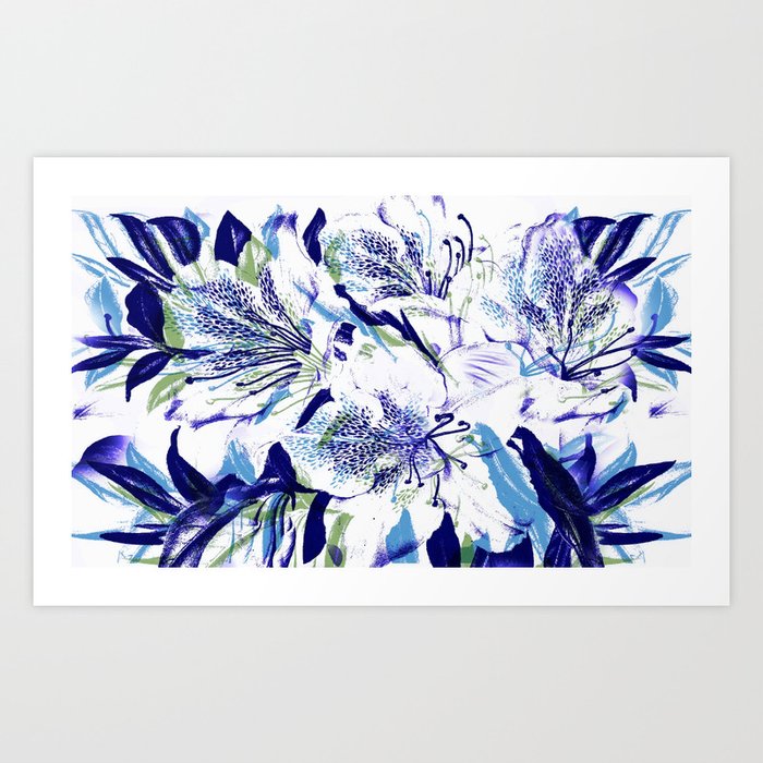 Royal Blue Floral Abstract Art Print By Judypalkimas Society6
