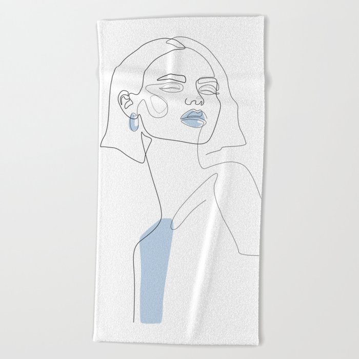 Blue Sky Beauty / Girl portrait drawing Beach Towel