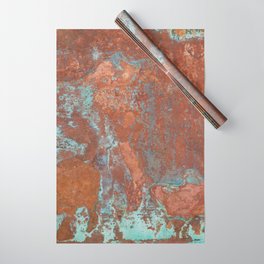 Tarnished Metal Copper Aqua Texture - Natural Marbling Industrial Art  Wrapping Paper