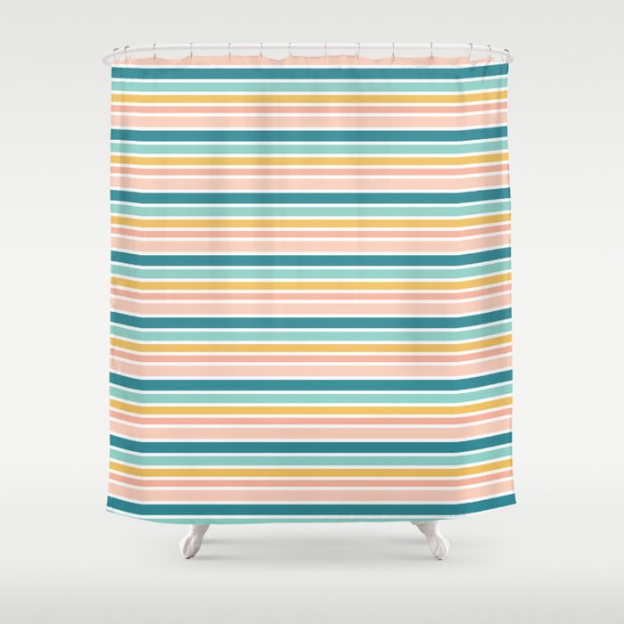 Summer Vibes Colorful Stripes Shower Curtain