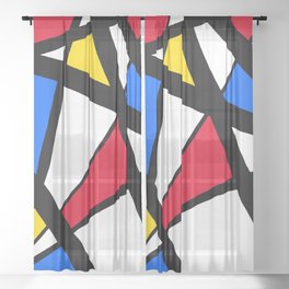 Red, Yellow, Blue Primary Abstract Sheer Curtain