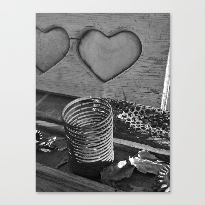 Vintage Love Black and White Canvas Print