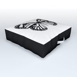 Monarch Butterfly | Vintage Butterfly | Black and White | Outdoor Floor Cushion