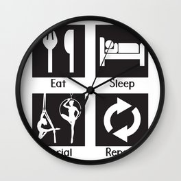 Eat Sleep Aerial Repeat Wall Clock | Aerial, Graphic Design, Graphicdesign, Digital, Funny, Vector, Aerialist, Silks, Lyra, Circus 