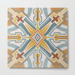 Santa Fe Earthy Tile Pattern Metal Print | Drawing, Retro, Autumn, Geometric, Tile, Earthy, Pattern, Modern, Mexican, Cross 
