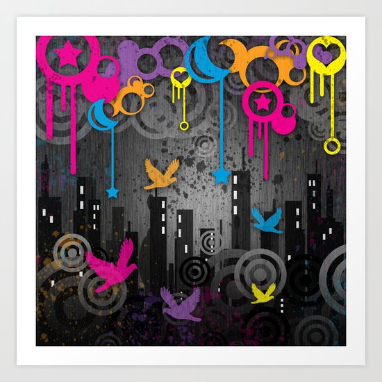 Vector City Grunge. Art Print