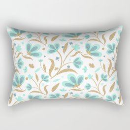 Mint and gold spring floral pattern Rectangular Pillow