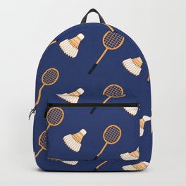 Badminton Racket and Shuttlecock Pattern (Blue/Orange) Backpack