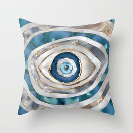 Evil Eye Mineral textures and gold Throw Pillow