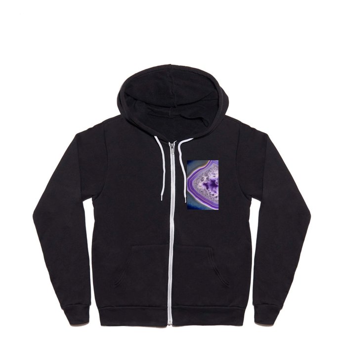 Purple agate slice #3089 Full Zip Hoodie