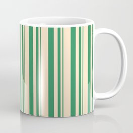 [ Thumbnail: Sea Green & Bisque Colored Stripes Pattern Coffee Mug ]
