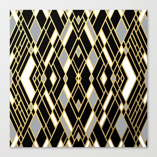 Art Deco Grey Gold Canvas Print