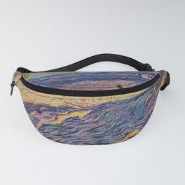 Enclosed Lavender Field with Ploughman by Vincent van Gogh Fanny Pack