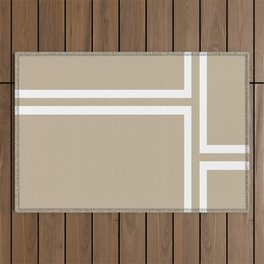 Strong Deco - Geometric Minimalism in White and Neutral Flax Outdoor Rug