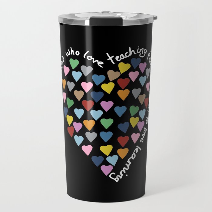 Hearts Heart Teacher Black Travel Mug