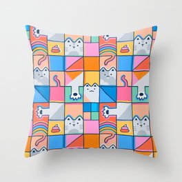 Cat blocks pattern Throw Pillow