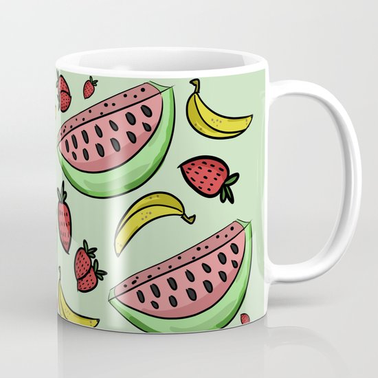 Fruit Pattern - Watermelon, Strawberry, Banana Mug