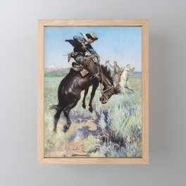 “Busting a Bronco” by W Herbert Dunton Framed Mini Art Print