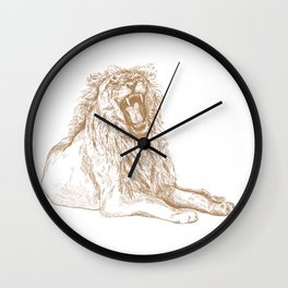 Back Off, Please in Gold | Roaring Lion Drawing Wall Clock