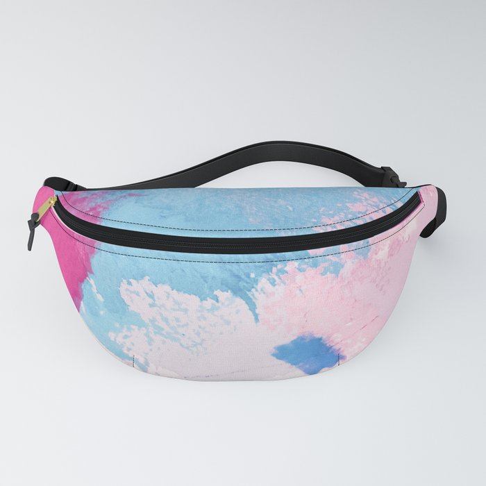 Hand Painted Abstract Magenta Pink Blue White Watercolor Strokes Fanny Pack