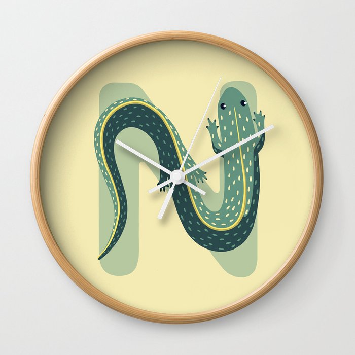 N for Newt Wall Clock