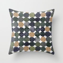 Dots pattern - kaki and copper Throw Pillow