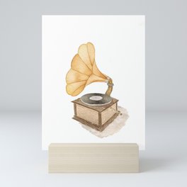 Acuarela de gramófono dorado Mini Art Print