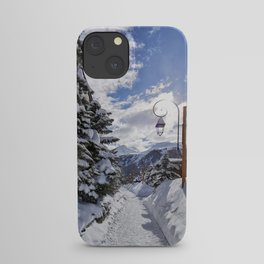 Snowy Village Path iPhone Case