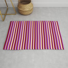 [ Thumbnail: Maroon, Dark Orchid, and Beige Colored Striped/Lined Pattern Rug ]