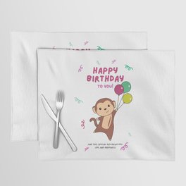 Monkey Wishes Happy Birthday To You Monkey Placemat