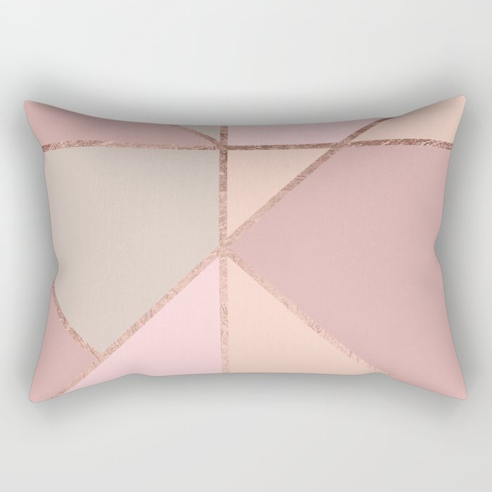Modern rose gold peach blush pink color block Rectangular Pillow