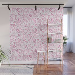 Pink Eastern Floral Pattern Wall Mural