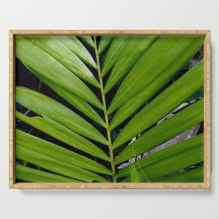 Green Palm Leaf Pattern Serving Tray