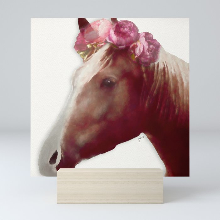 Horse with Roses Mini Art Print