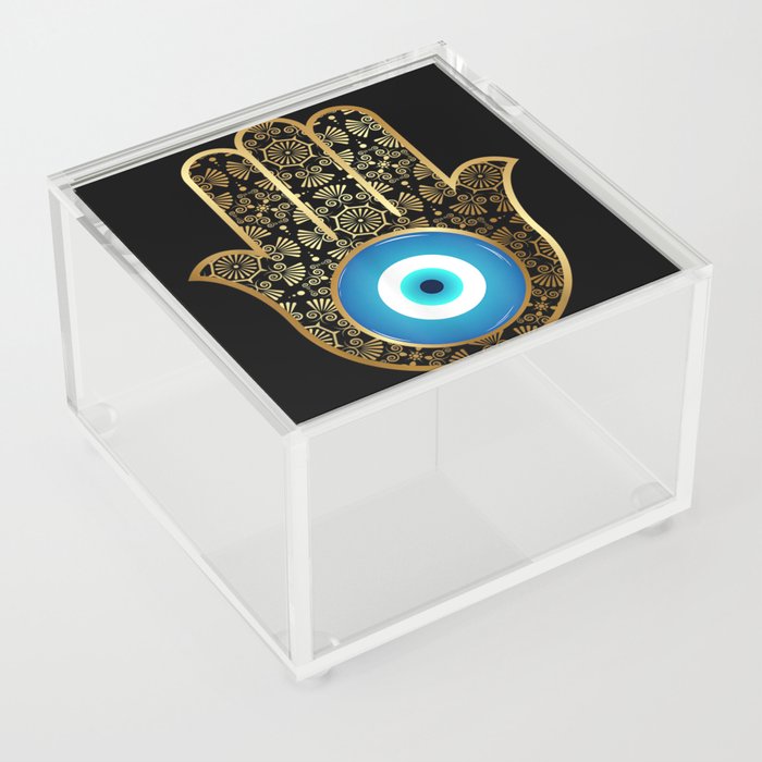 Evil Eye Amulet Hamsa Hand Mandala Acrylic Box