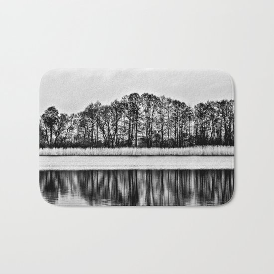 White Symphony of Winter Lake Bath Mat