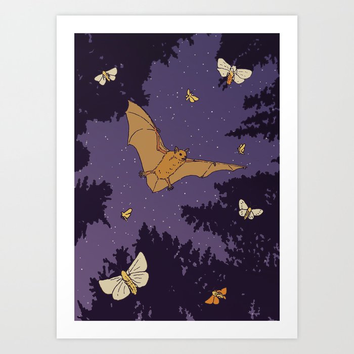 Bat & Moths Art Print