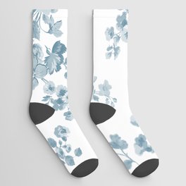 Vintage blue white bohemian elegant floral Socks