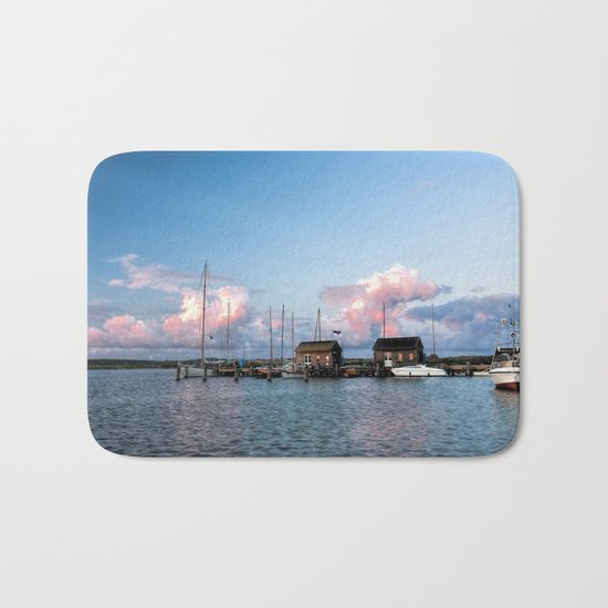 Evening at the harbour Bath Mat